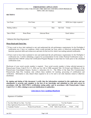 Firefighter I Certification Application