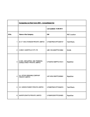 List of assets for will template - Consolidated list of Companies not filed Form 5INV - mca21 gov