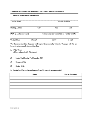 Nevada Motor Fuels Trading Partner Agreement