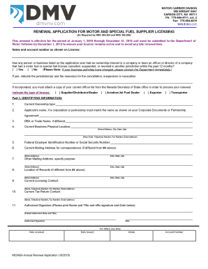 Motor and Special Fuel Supplier License Renewal Application