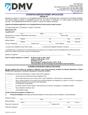 Nevada Expedited Service Permit Application