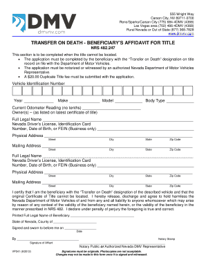 Nevada Transfer on Death Beneficiary Affidavit
