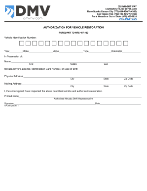 Authorization for Vehicle Restoration