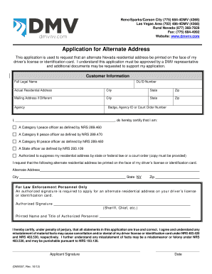 Nevada Alternate Address Application