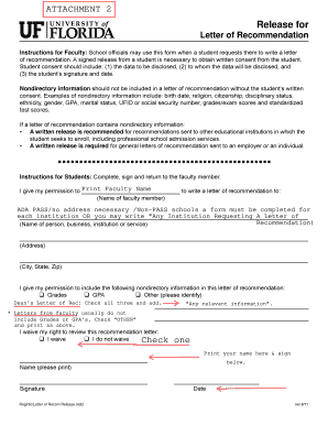 Letter of Recommendation Release Form