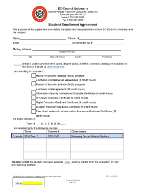 EC-Council University Student Enrollment Agreement