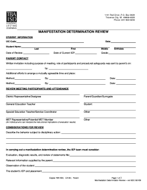 Manifestation Determination Review Form