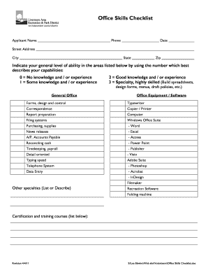 Office Skills Checklist