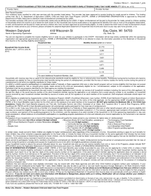 Child Care Food Program Application