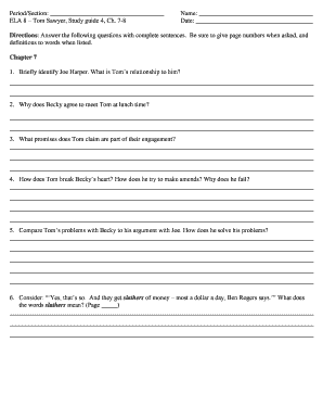 Tom Sawyer Study Guide