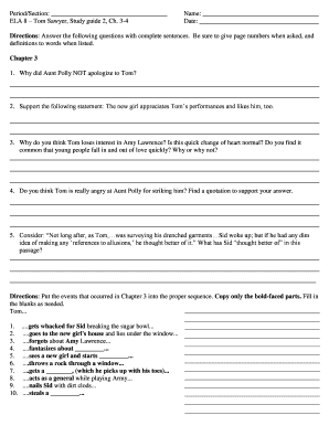 Tom Sawyer Study Guide