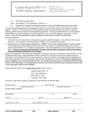 Traffic Safety Education Payment Contract