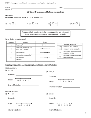 Math Worksheet: Inequalities