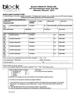 Employee Vision Coverage Enrollment Form