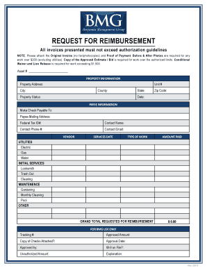 Request for Reimbursement Form