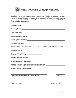 Employment Verification Form
