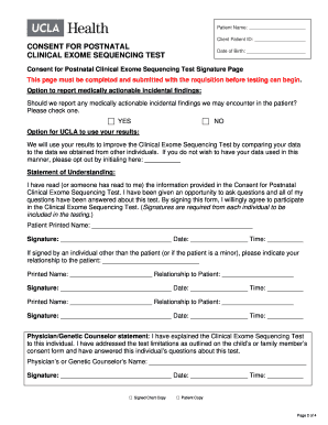 Clinical Exome Sequencing Requisition and Consent