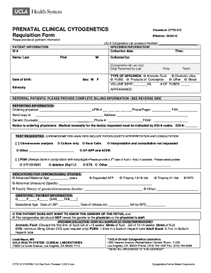 Prenatal Clinical Cytogenetics Requisition Form