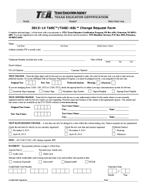 TASC/TASC–ASL Change Request Form