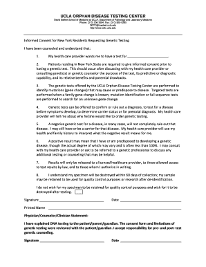 New York Genetic Testing Consent Form