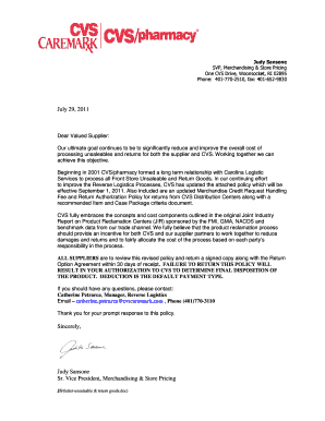 CVS Pharmacy Unsaleable & Return Goods Policy