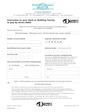UK Direct Debit Instruction Form
