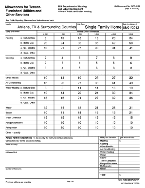 HUD Tenant Utility Allowance Form