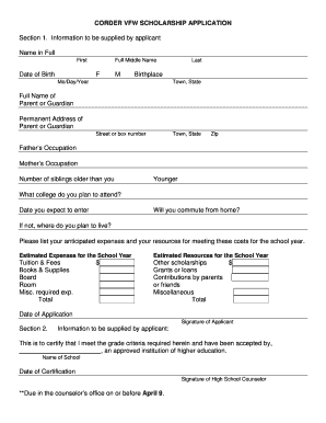 VFW Scholarship Application
