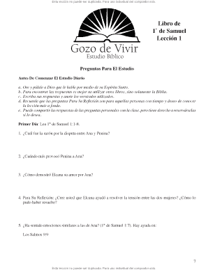 Lección 1 de 1˚ de Samuel