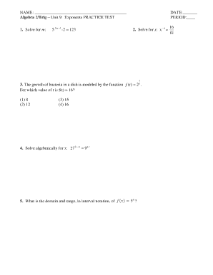 Algebra 2/Trig Practice Test