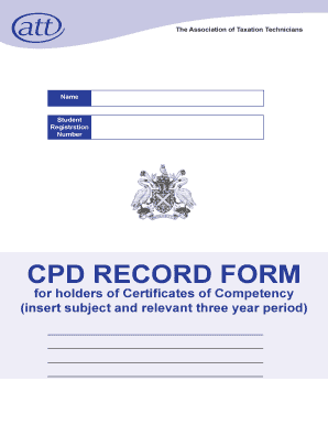 CPD Record Form for Certificates of Competency