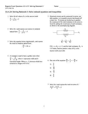 Regents Exam Questions A2.A.23: Solving Rationals 2