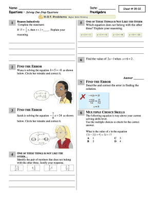 PreAlgebra Worksheet