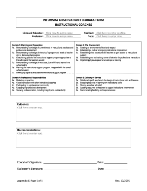 Instructional Coach Feedback Form