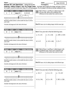 Adding Rational Numbers Worksheet