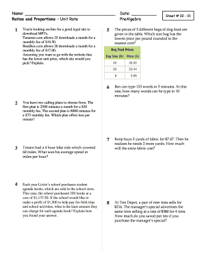 PreAlgebra Ratios and Proportions Worksheet