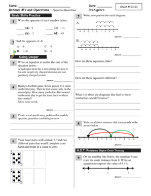 PreAlgebra Worksheet