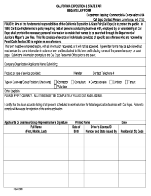 California Megan's Law Form