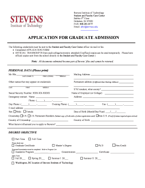 Stevens Institute of Technology Graduate Admission Application