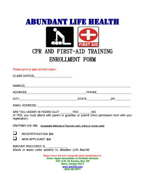 CPR and First-Aid Training Enrollment Form