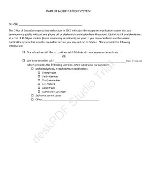 Parent Notification System Enrollment Form