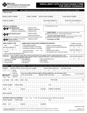 Enrollment Application for Group Health Coverage