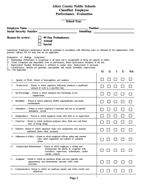 Aiken County Classified Employee Performance Evaluation
