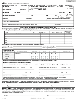 Tri-County Schools Insurance Group Enrollment Form