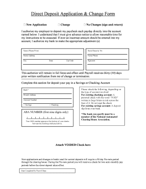 Direct Deposit Application Form