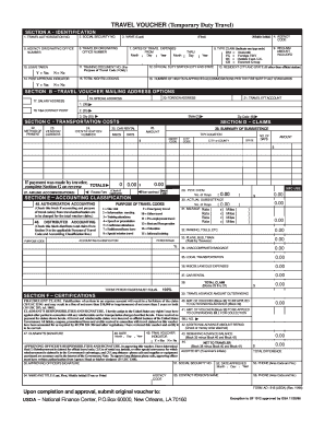 USDA Travel Voucher Form