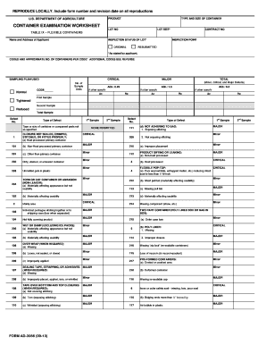 USDA Container Examination Worksheet