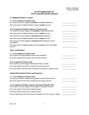 US Highbush Blueberry Council AD-755 Form