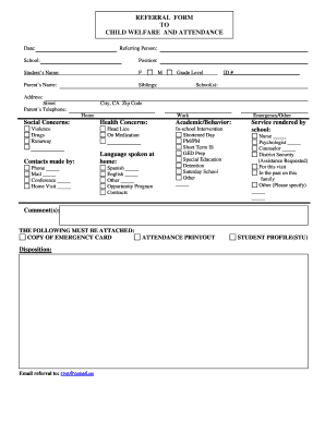 Child Welfare and Attendance Referral Form