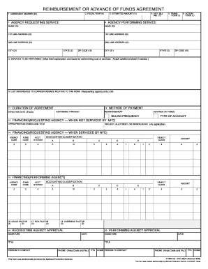 Reimbursement or Advance of Funds Agreement